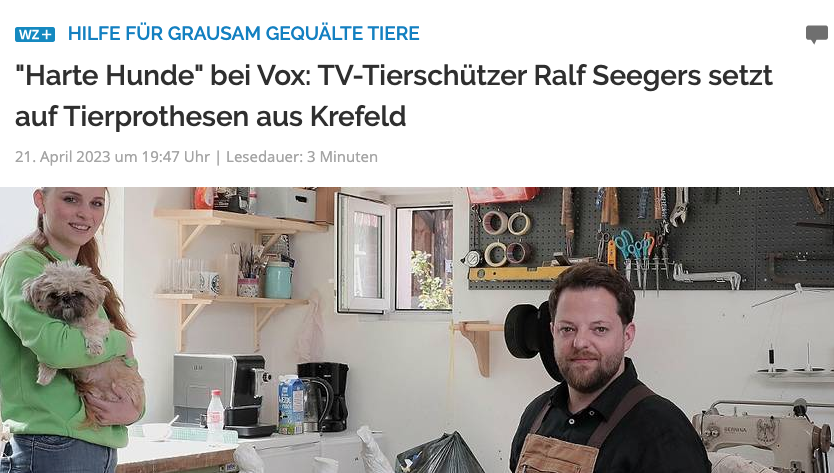 "Harte Hunde" bei Vox: Ralf Seegers setzt auf Tierprothesen aus Krefeld