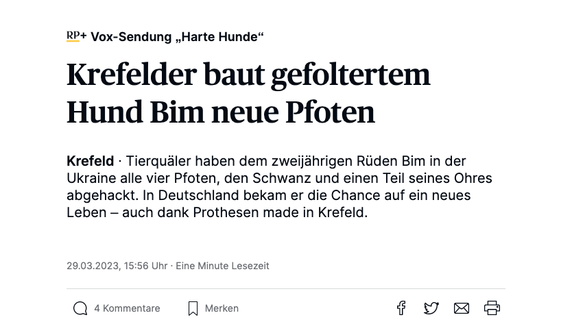 "Harte Hunde" - Orthopets-Prothesen für Hund​ in Krefeld